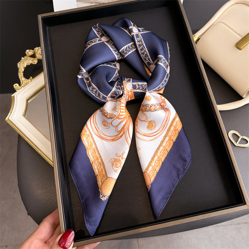 Scarf Silk Square - Lenço de Seda Quadrado Azul Clássico