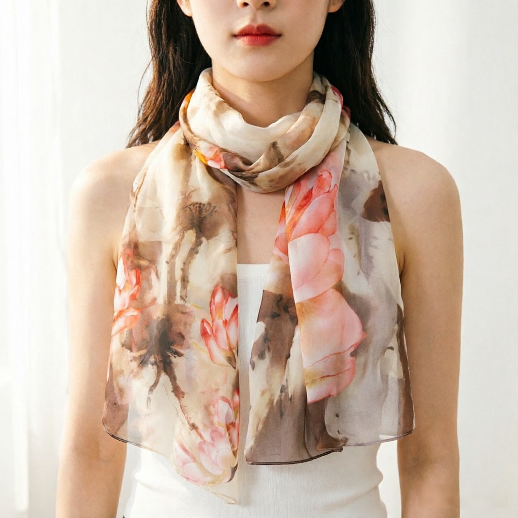 Lenço de Chiffon com Estampa F - Face Scarf Mask avaliação e preço
